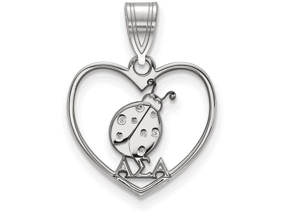 LogoArt Sterling Silver Alpha Sigma Alpha Heart Pendant Necklace