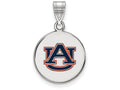LogoArt Sterling Silver Auburn University Medium Enamel Disc Pendant Necklace