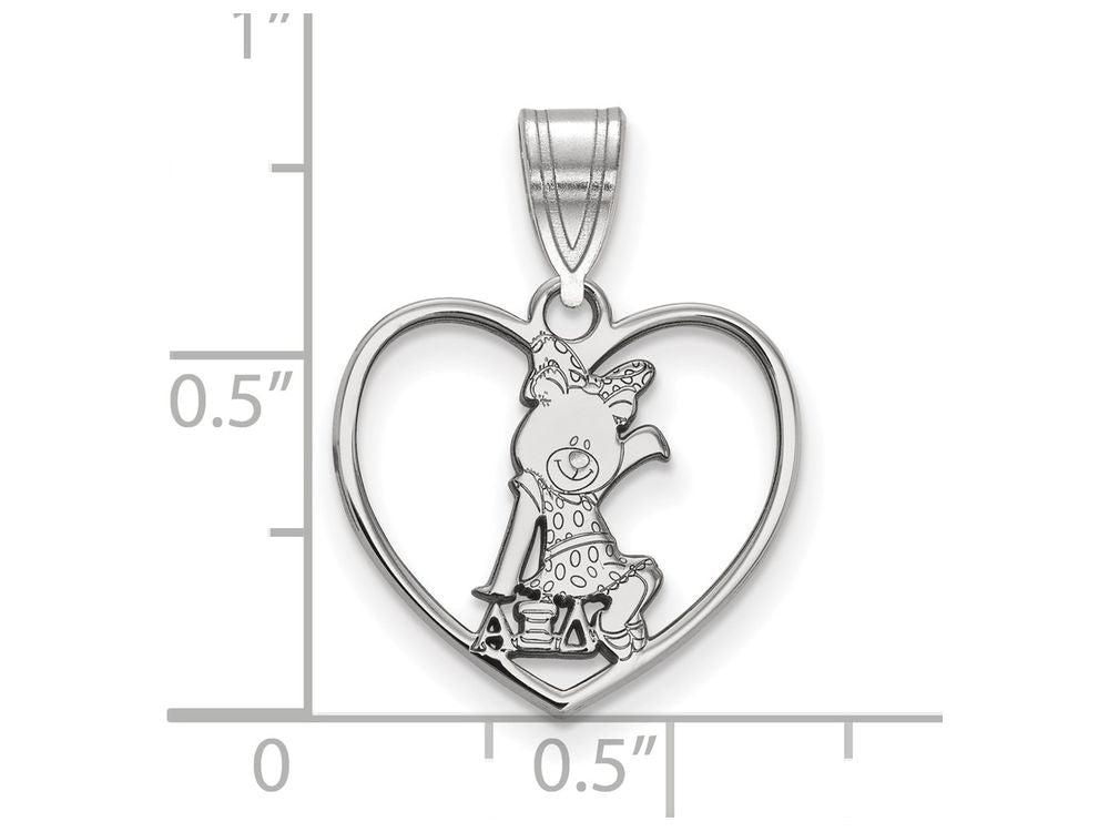 LogoArt Sterling Silver Alpha Xi Delta Heart Pendant Necklace