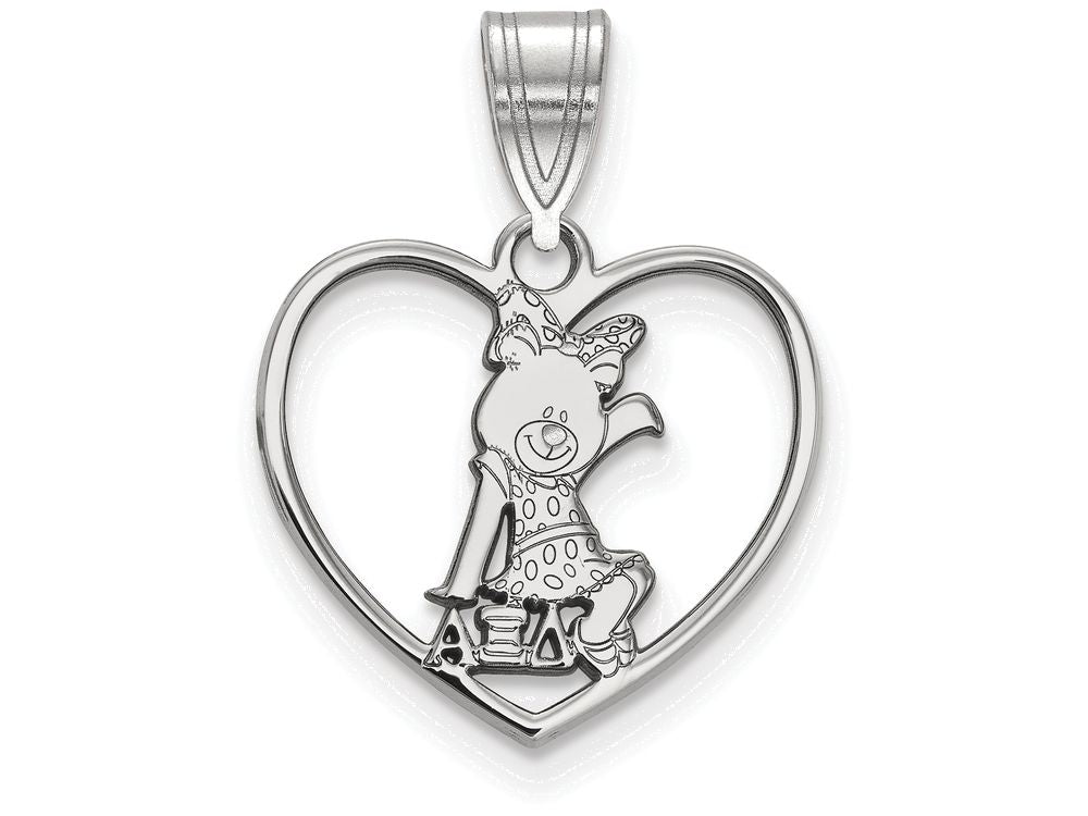 LogoArt Sterling Silver Alpha Xi Delta Heart Pendant Necklace
