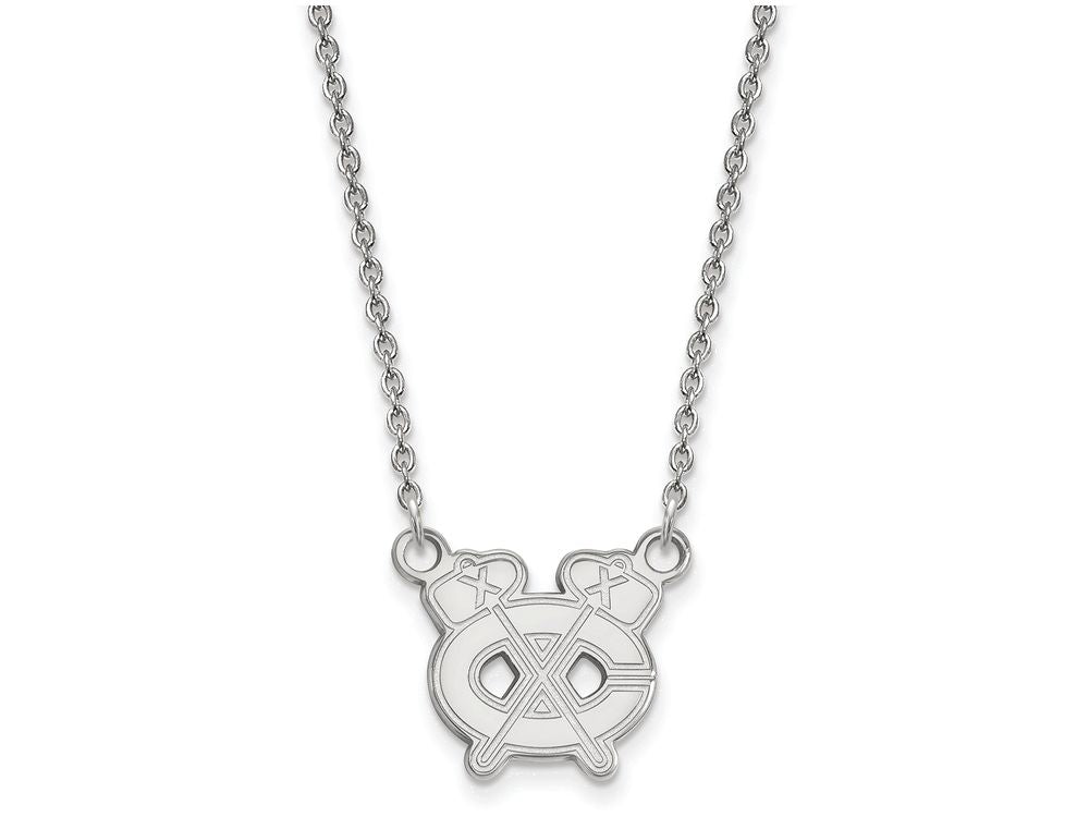 LogoArt Sterling Silver Chicago Blackhawks Small Pendant Necklace