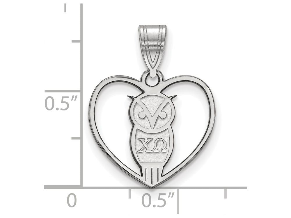 LogoArt Sterling Silver Chi Omega Heart Pendant Necklace