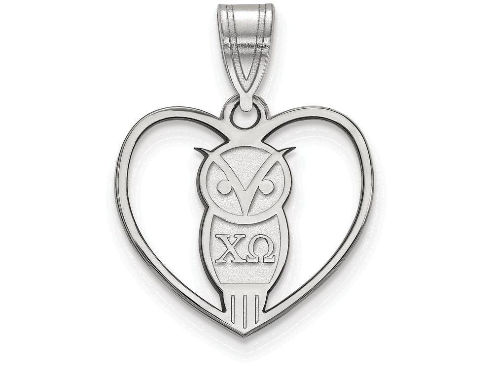 LogoArt Sterling Silver Chi Omega Heart Pendant Necklace