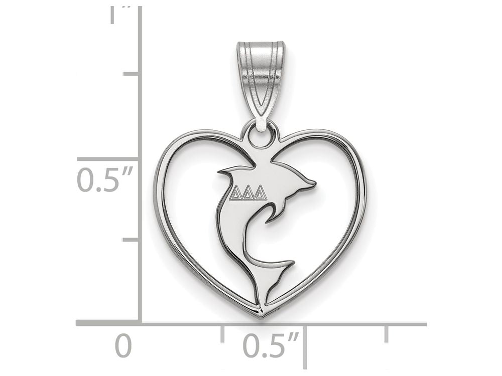 LogoArt Sterling Silver Delta Delta Delta Heart Pendant Necklace