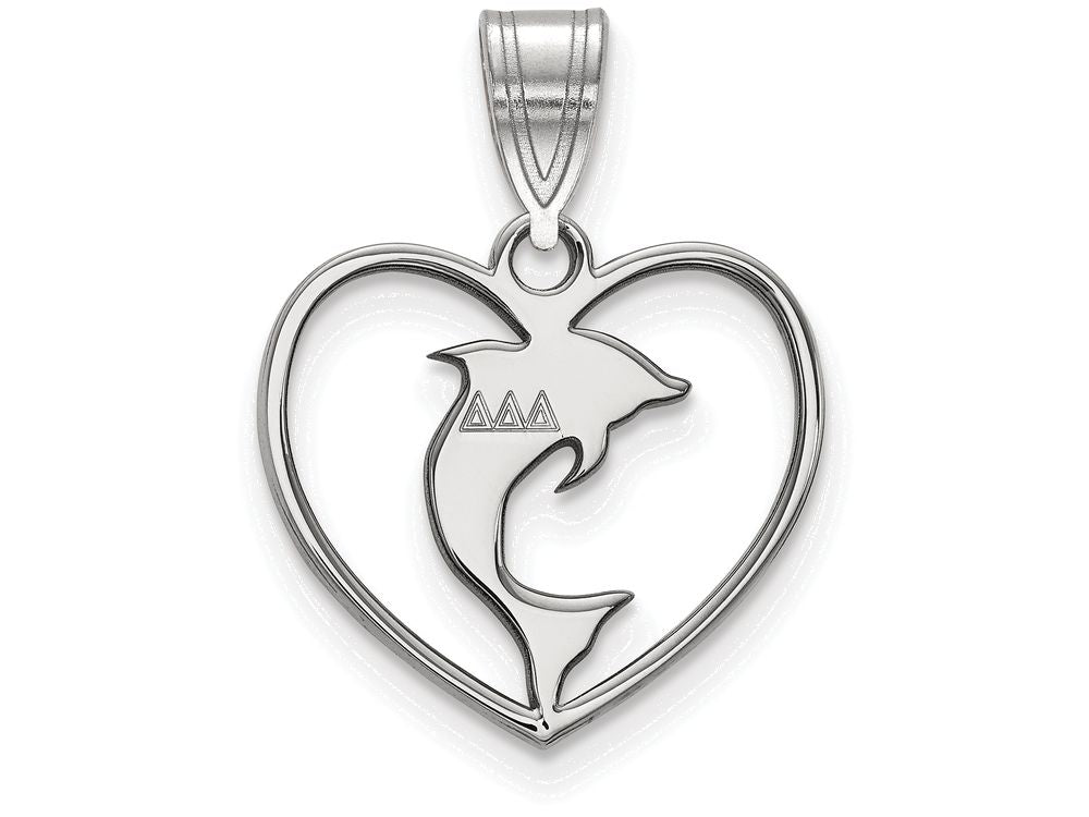 LogoArt Sterling Silver Delta Delta Delta Heart Pendant Necklace