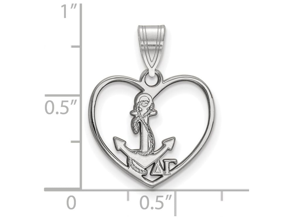 LogoArt Sterling Silver Delta Gamma Heart Pendant Necklace