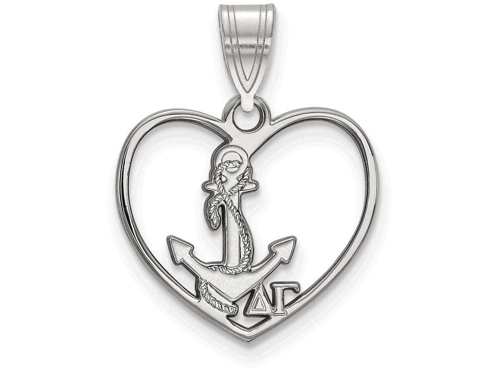 LogoArt Sterling Silver Delta Gamma Heart Pendant Necklace