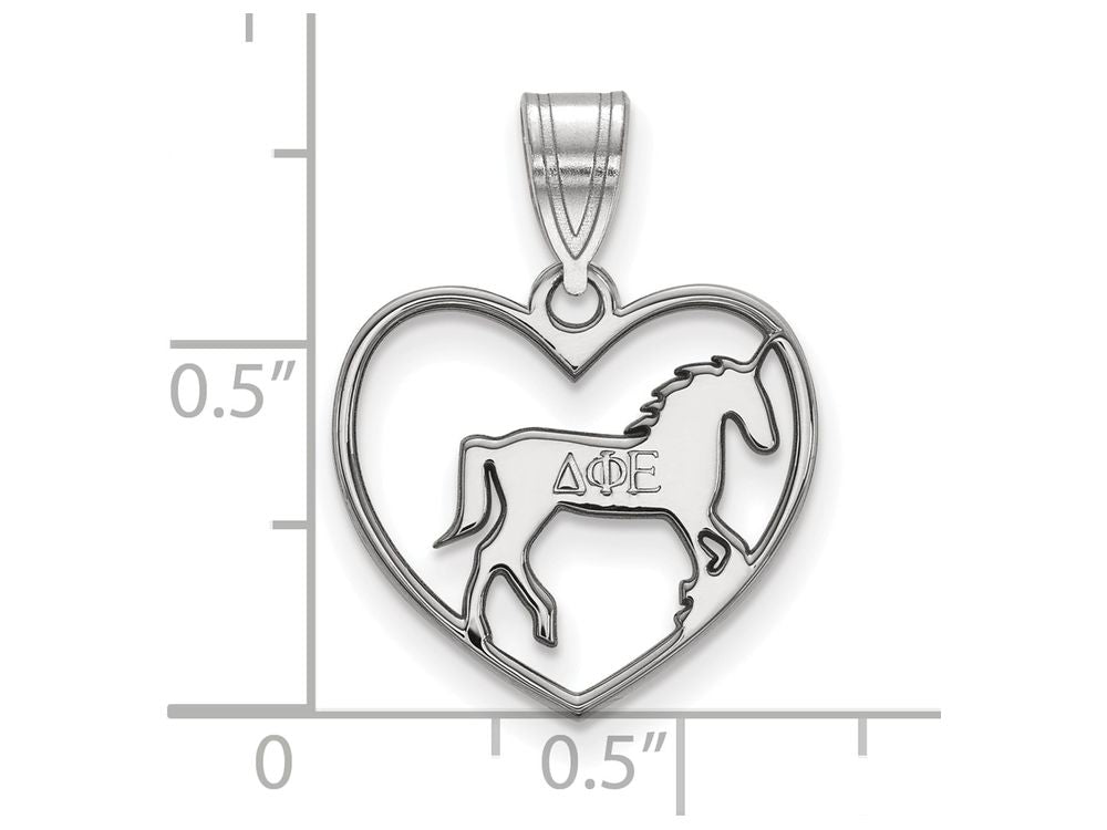 LogoArt Sterling Silver Delta Phi Epsilon Heart Pendant Necklace