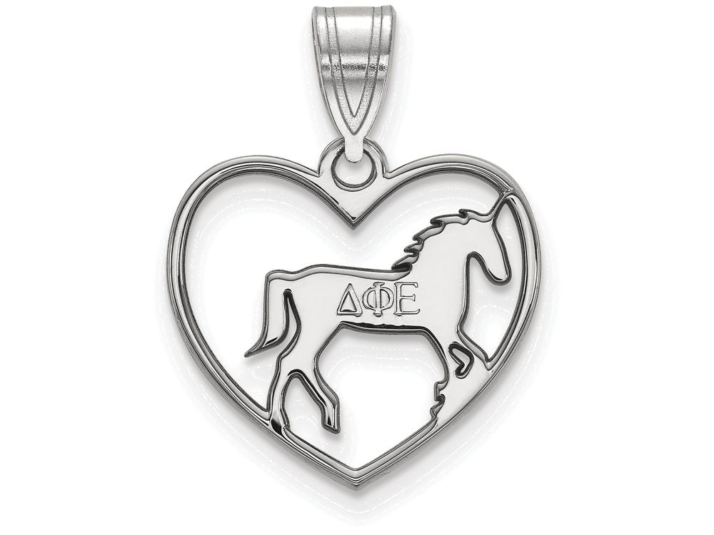LogoArt Sterling Silver Delta Phi Epsilon Heart Pendant Necklace