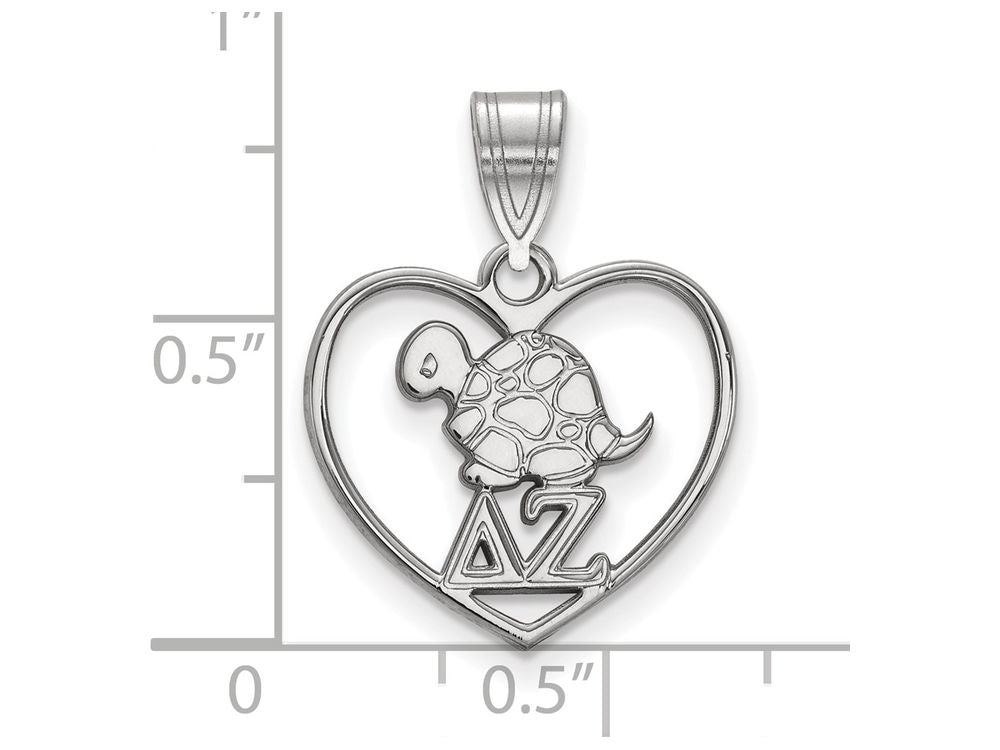 LogoArt Sterling Silver Delta Zeta Heart Pendant Necklace