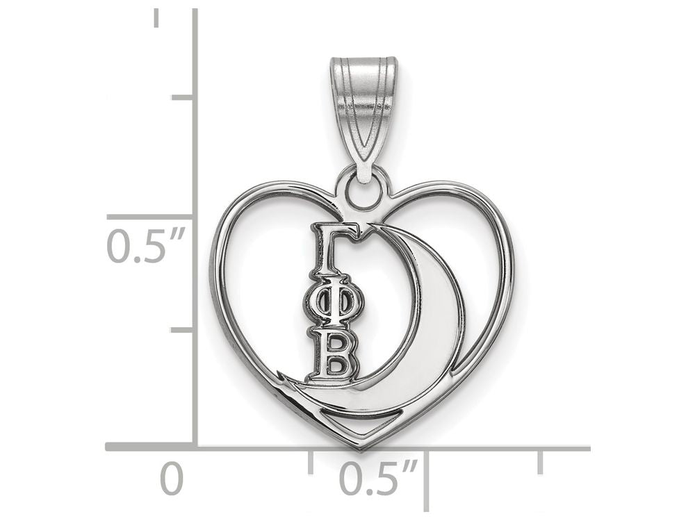 LogoArt Sterling Silver Gamma Phi Beta Heart Pendant Necklace