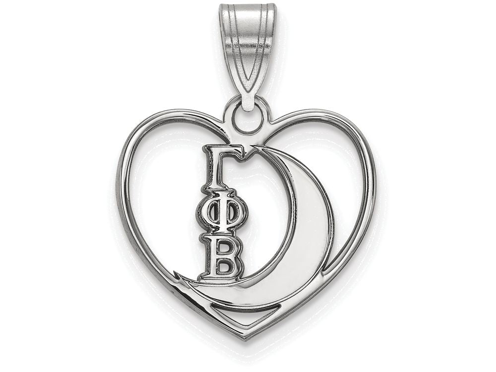 LogoArt Sterling Silver Gamma Phi Beta Heart Pendant Necklace