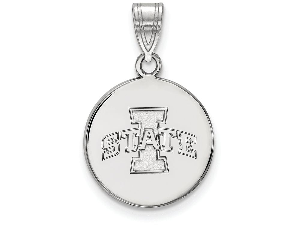 LogoArt Sterling Silver Iowa State University Medium Disc Pendant Necklace