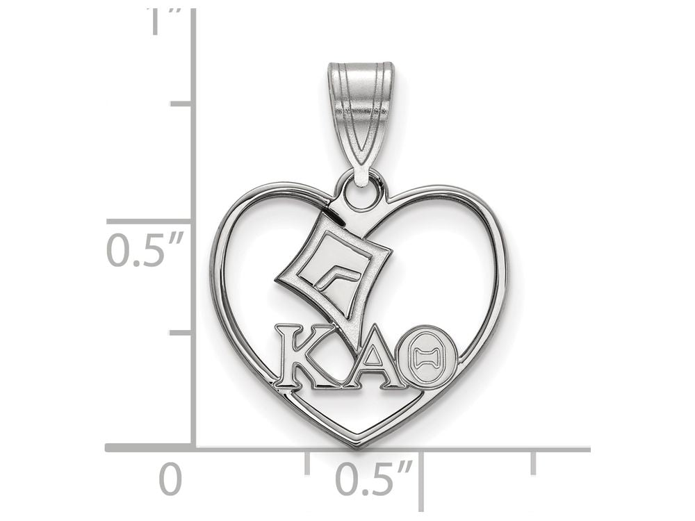 LogoArt Sterling Silver Kappa Alpha Theta Heart Pendant Necklace