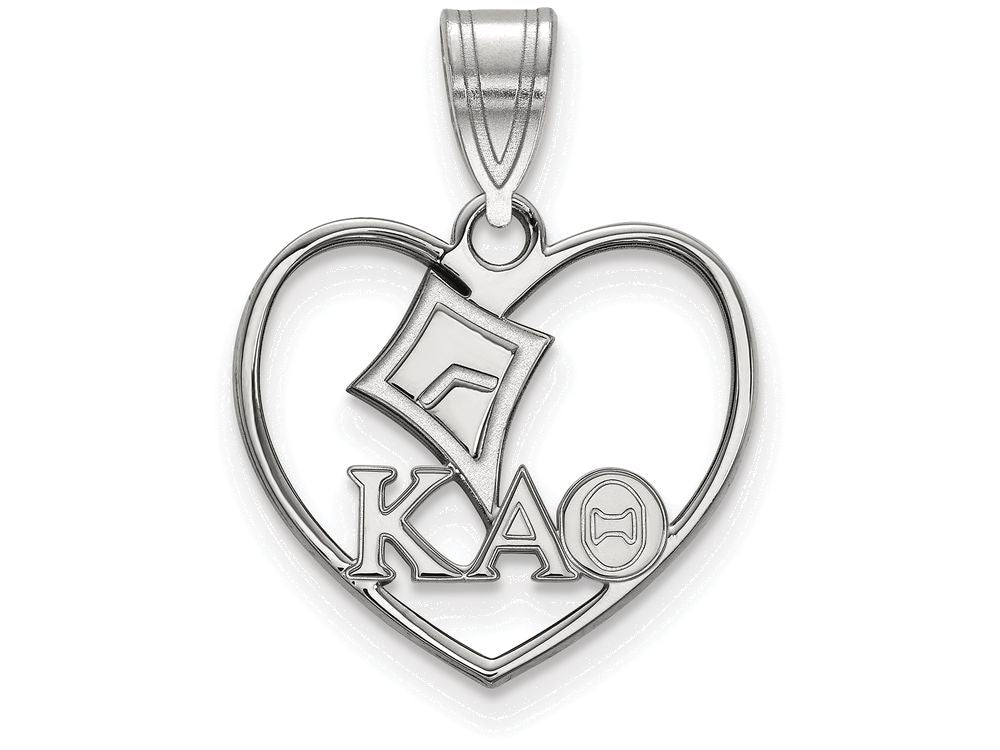 LogoArt Sterling Silver Kappa Alpha Theta Heart Pendant Necklace