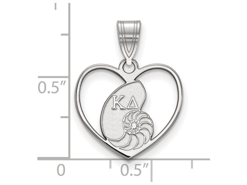 LogoArt Sterling Silver Kappa Delta Heart Pendant Necklace