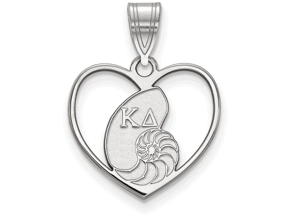 LogoArt Sterling Silver Kappa Delta Heart Pendant Necklace