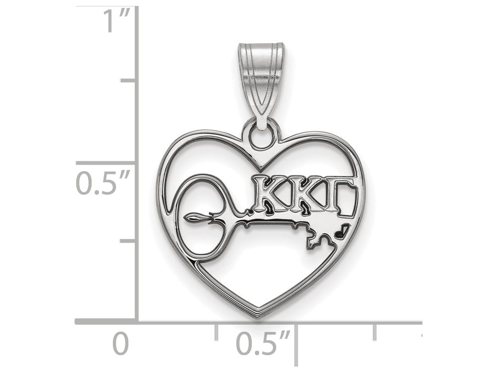 LogoArt Sterling Silver Kappa Kappa Gamma Heart Pendant Necklace