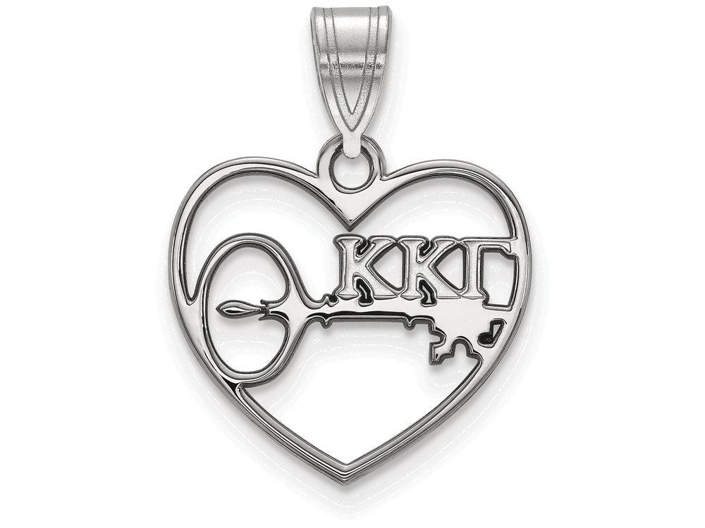 LogoArt Sterling Silver Kappa Kappa Gamma Heart Pendant Necklace