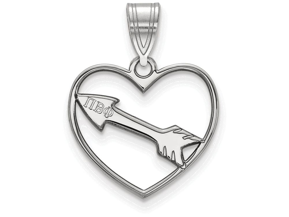 LogoArt Sterling Silver Pi Beta Phi Heart Pendant Necklace