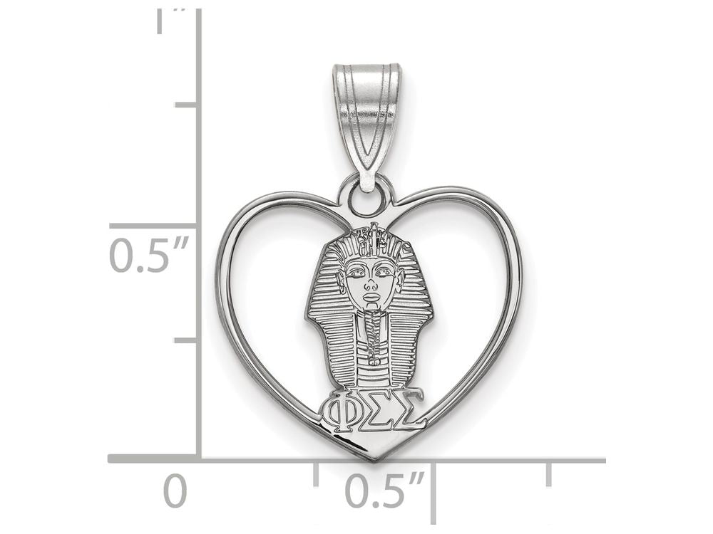 LogoArt Sterling Silver Phi Sigma Sigma Heart Pendant Necklace