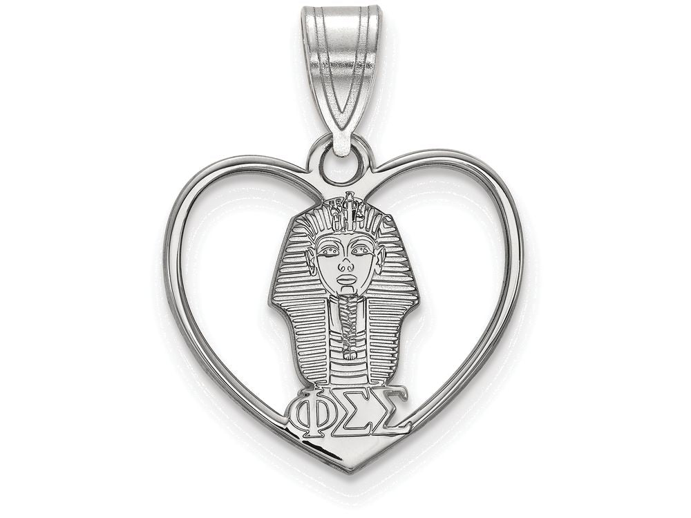 LogoArt Sterling Silver Phi Sigma Sigma Heart Pendant Necklace