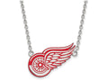 LogoArt Sterling Silver Detroit Red Wings Large Enamel Pendant Necklace