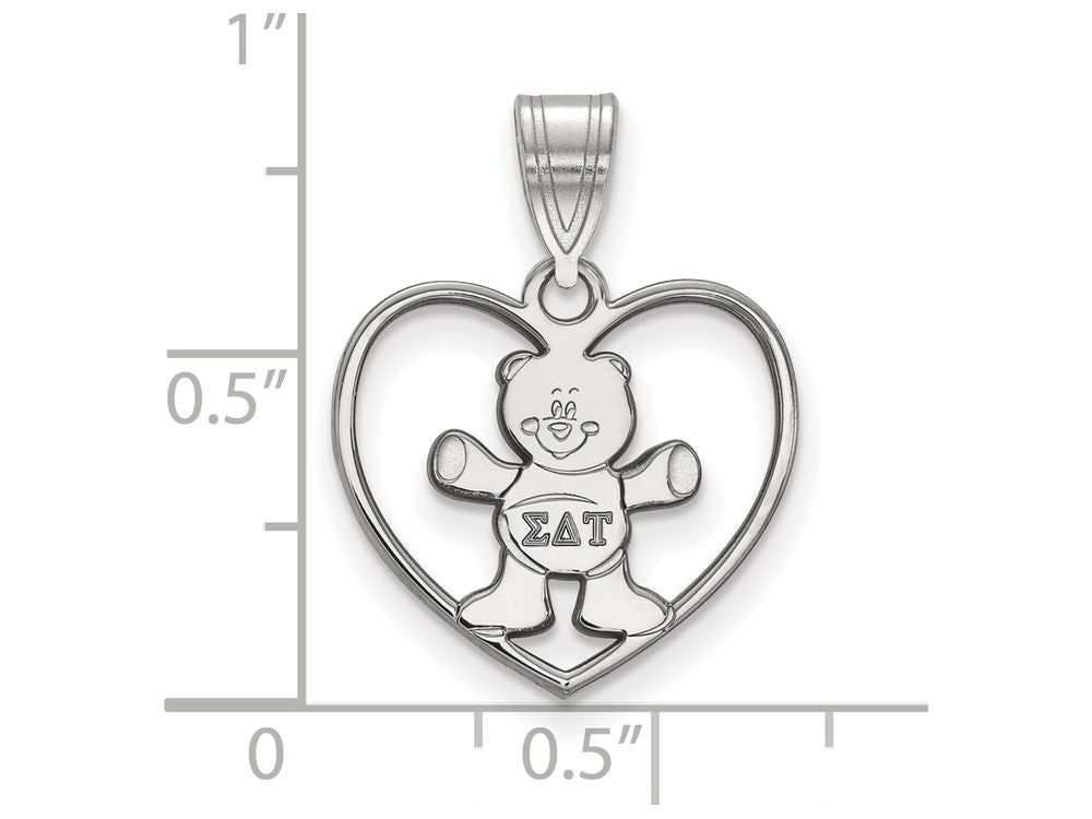 LogoArt Sterling Silver Sigma Delta Tau Heart Pendant Necklace