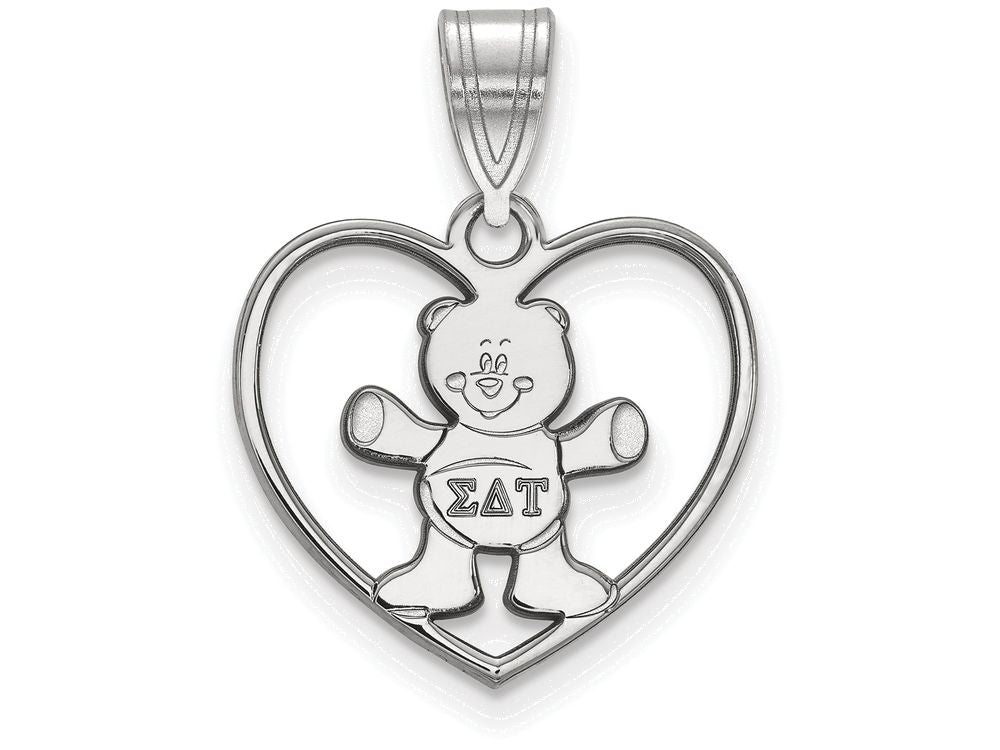 LogoArt Sterling Silver Sigma Delta Tau Heart Pendant Necklace