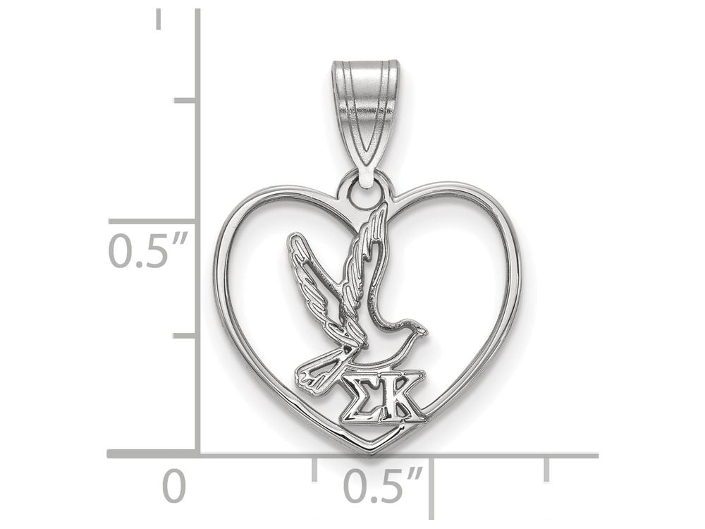 LogoArt Sterling Silver Sigma Kappa Heart Pendant Necklace