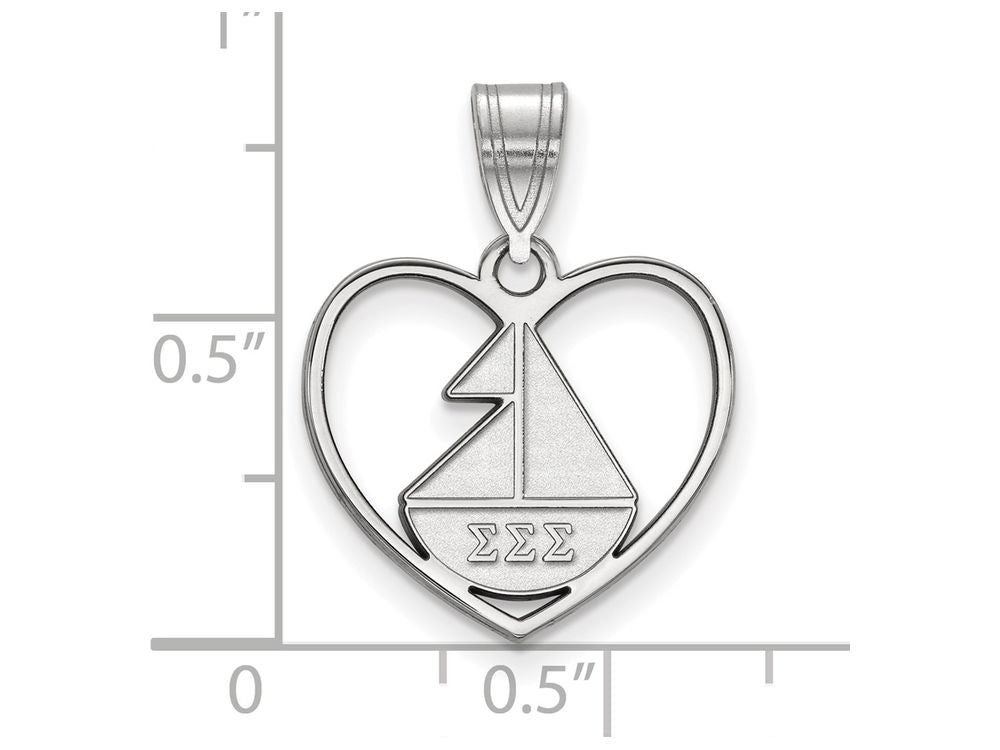 LogoArt Sterling Silver Sigma Sigma Sigma Heart Pendant Necklace
