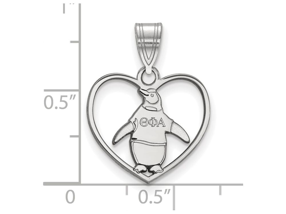 LogoArt Sterling Silver Theta Phi Alpha Heart Pendant Necklace