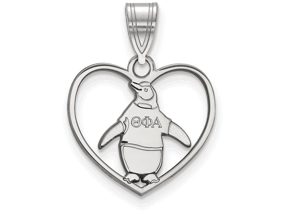 LogoArt Sterling Silver Theta Phi Alpha Heart Pendant Necklace