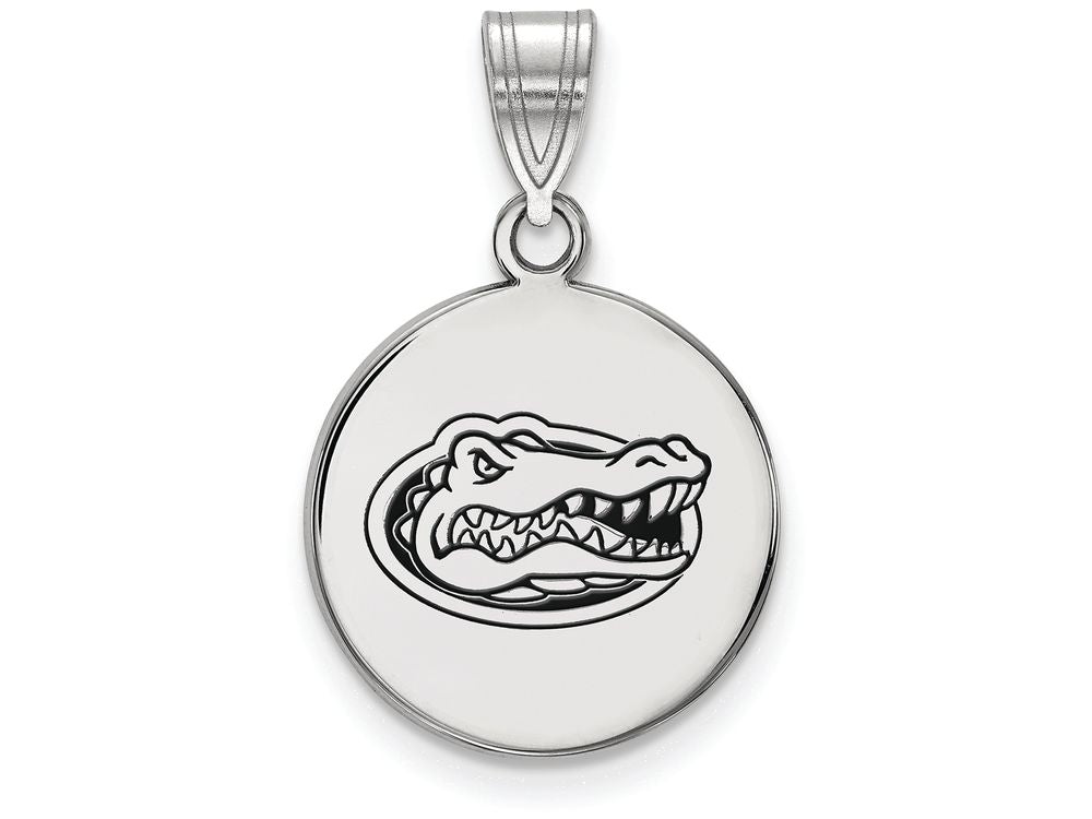 LogoArt Sterling Silver University Of Florida Medium Enamel Disc Pendant Necklace