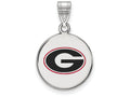 LogoArt Sterling Silver University Of Georgia Medium Enamel Disc Pendant Necklace