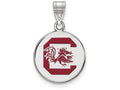 LogoArt Sterling Silver University Of South Carolina Medium Enamel Disc Pendant Necklace