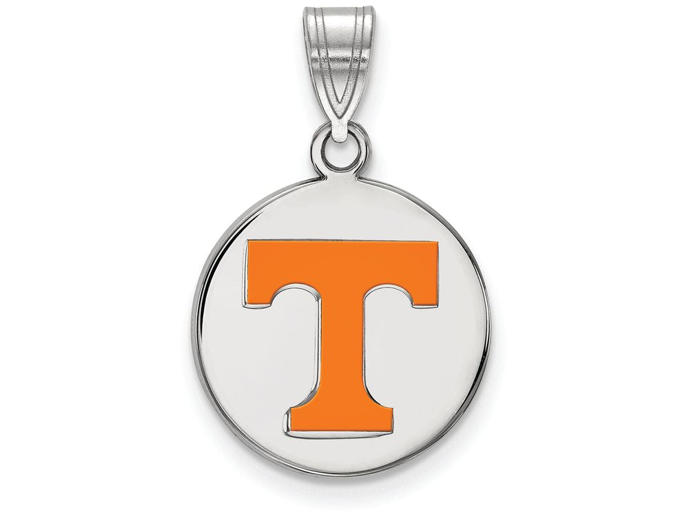 LogoArt Sterling Silver University Of Tennessee Medium Enamel Disc Pendant Necklace