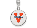 LogoArt Sterling Silver University Of Virginia Medium Enamel Disc Pendant Necklace