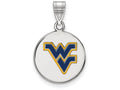 LogoArt Sterling Silver West Virginia University Medium Enamel Disc Pendant Necklace