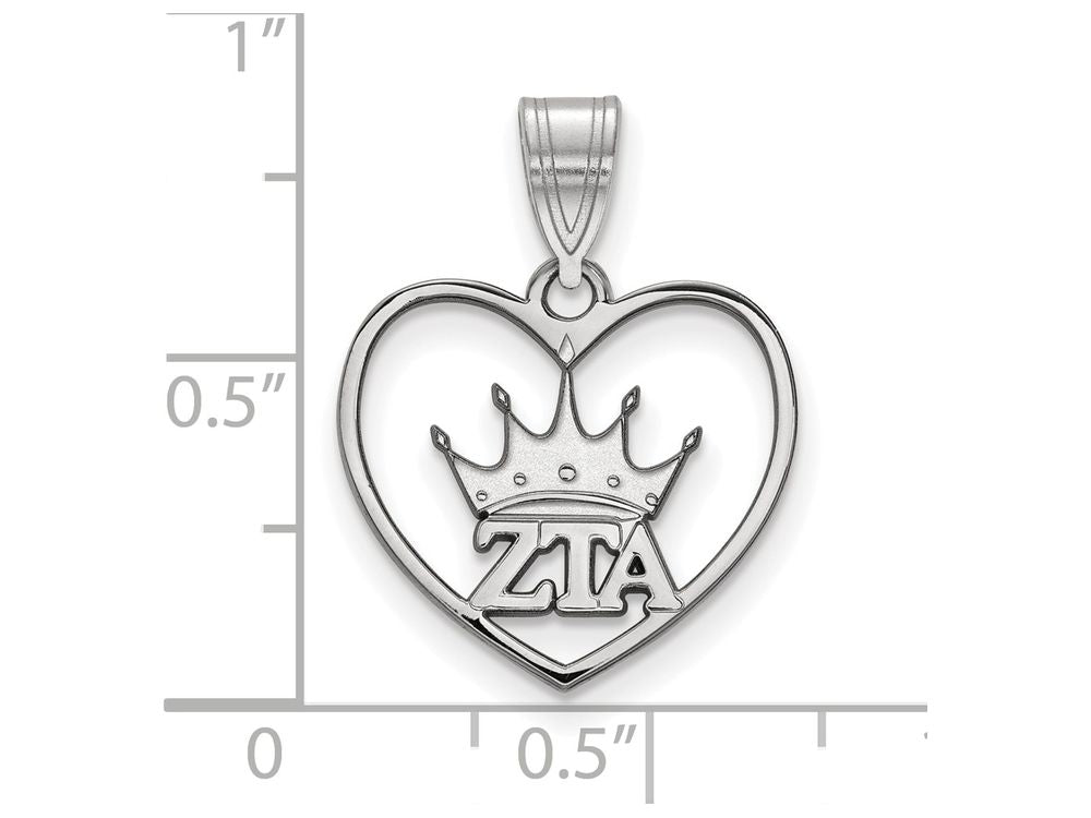 LogoArt Sterling Silver Zeta Tau Alpha Heart Pendant Necklace