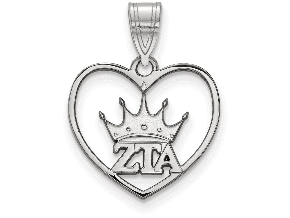 LogoArt Sterling Silver Zeta Tau Alpha Heart Pendant Necklace