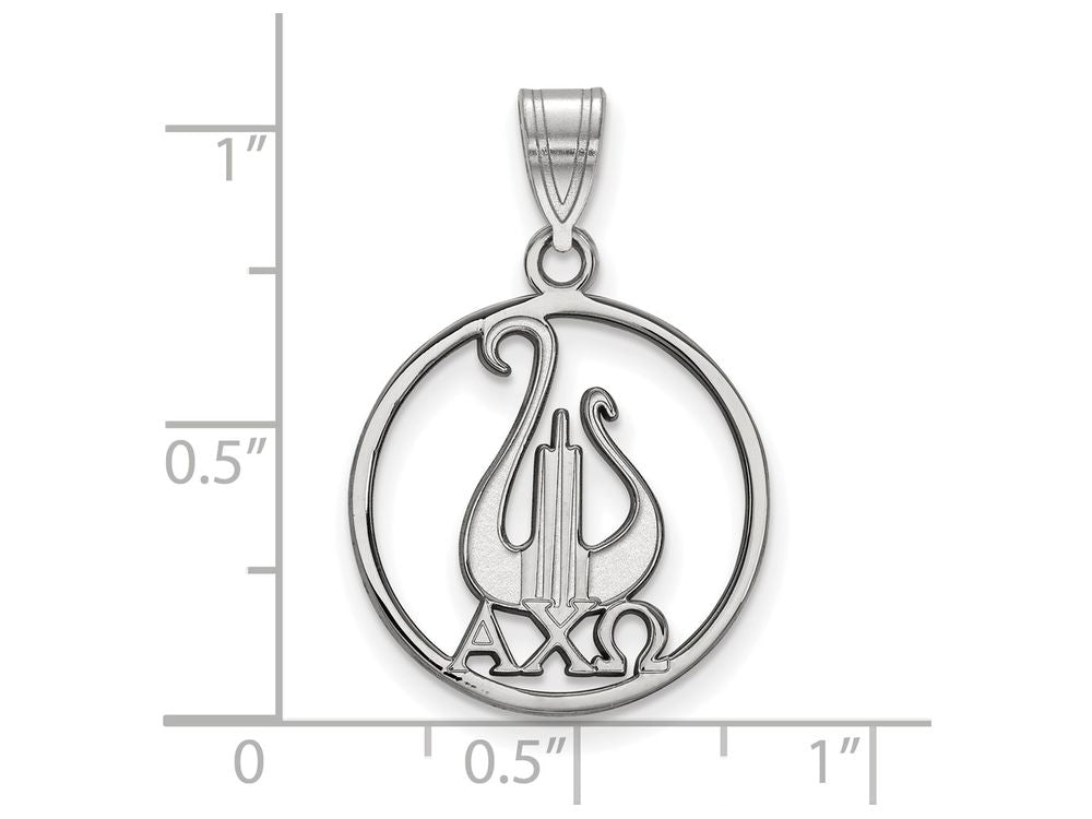 LogoArt Sterling Silver Alpha Chi Omega Small Circle Pendant Necklace