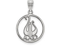 LogoArt Sterling Silver Alpha Chi Omega Small Circle Pendant Necklace