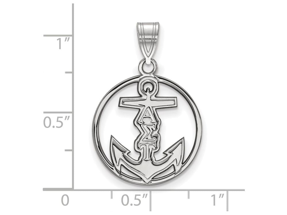 LogoArt Sterling Silver Alpha Sigma Tau Small Circle Pendant Necklace