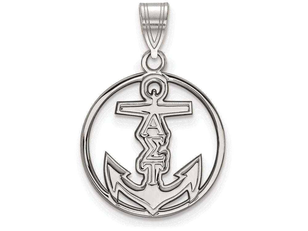 LogoArt Sterling Silver Alpha Sigma Tau Small Circle Pendant Necklace