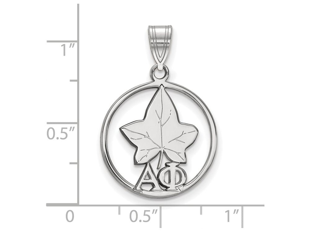 LogoArt Sterling Silver Alpha Phi Small Circle Pendant Necklace