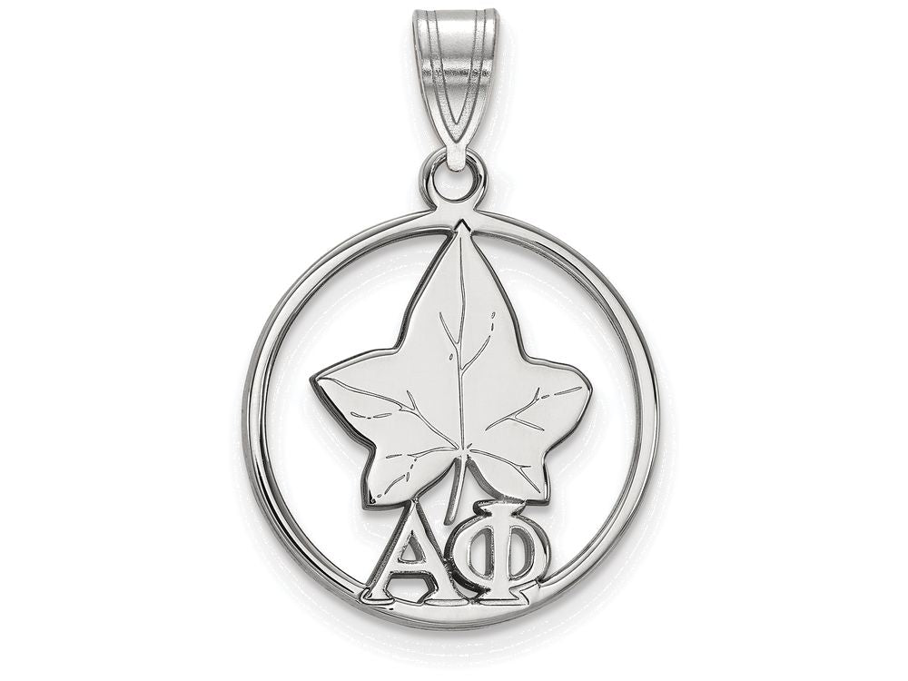 LogoArt Sterling Silver Alpha Phi Small Circle Pendant Necklace