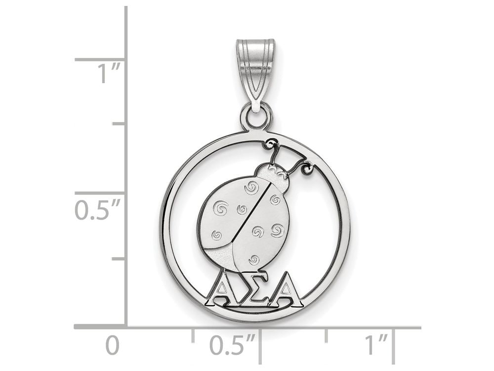 LogoArt Sterling Silver Alpha Sigma Alpha Small Circle Pendant Necklace