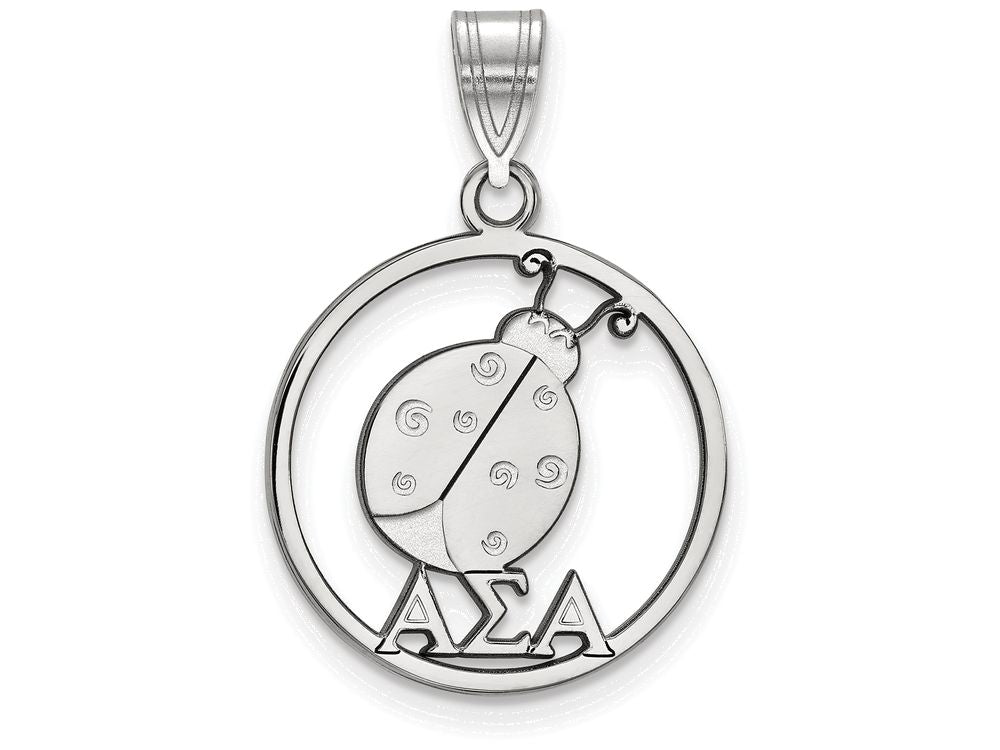LogoArt Sterling Silver Alpha Sigma Alpha Small Circle Pendant Necklace
