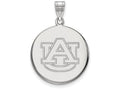 LogoArt Sterling Silver Auburn University Large Disc Pendant Necklace